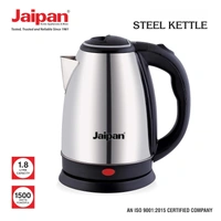 JAIPAN Jaipan Electric Kettle 1.8 Litre 1500 Watt | Stainless Steel Rapid Boil Body |Single touch lid locking Auto cutoff Power Indicator | Extra long Chord Silver- Black Rotable Base (SILVER)