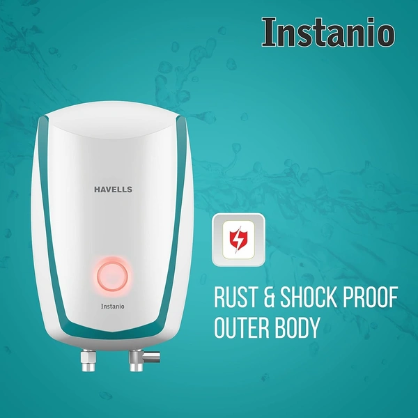 Havells Instanio | 1 Litre Instant Water Heater | Color Changing LED Indicator, Rust & Shook Proof | SS Tank, ISI Certified (Water & Blue)