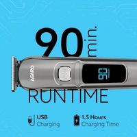 AGARO COSMO Beard Trimmer For Men, High Precison Trimming, Cordless, 4 Length Setting combs, Stainless Steel Blades, 2 Speed, USB Rechargeable, 90 mins Runtime (Silver)