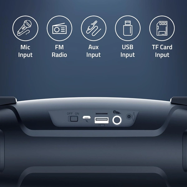 Artis BT36 Wireless Bluetooth Speaker with USB, FM, TF Card, AUX in, Wired Mic with Shoulder Strap (Black)