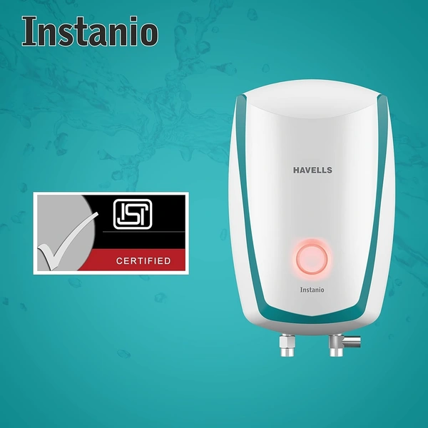 Havells Instanio | 1 Litre Instant Water Heater | Color Changing LED Indicator, Rust & Shook Proof | SS Tank, ISI Certified (Water & Blue)