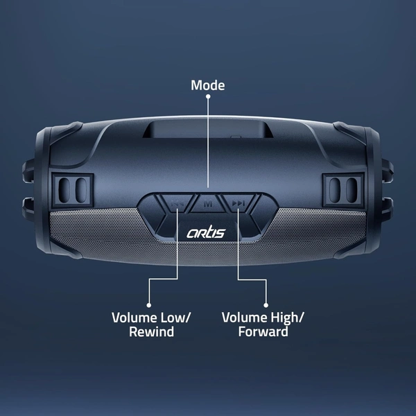 Artis BT36 Wireless Bluetooth Speaker with USB, FM, TF Card, AUX in, Wired Mic with Shoulder Strap (Black)