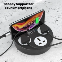 Portronics Power Plate 5 1500W Power Converter with USB Charger & Mobile Holder 3AC Socket + 3USB Ports, 2 m Cord Length (Black)