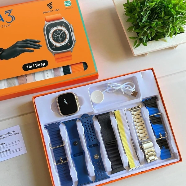 ULTRA Ultra 3 Smart Watch With 7 in 1 Straps 2.01 Infinite Display BT Calling Sports Mode Fitness 7 Belt for Men & Women Smartwatch (7 Multicolor Strap, Free Size)