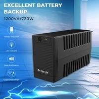 LAPCARE Lap Long 1200 Microcontroller Based UPS with Up-to 1200VA | 720W, Double Boost | Automatic Voltage Regulation | Overload Protection, Auto Restart | Generator Compatible For Office Computers (BLACK)
