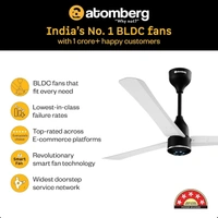 ATOMBERG Atomberg Renesa Halo Smart Celling Fan 1200mm BLDC Ceiling Fan With IoT & Remote | 5 star | High Air Delivery | Low Noise Operation | LED Speed Indicator | Sleek Design | 2+1  Year Warranty | (SeaSand Ivory & Black) - GL White & Black