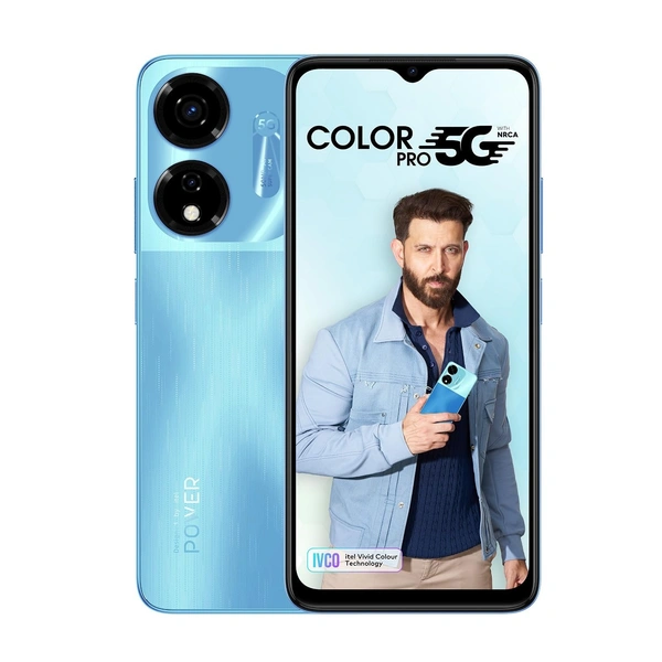 Itel COLOR PRO 5G | Color Changing Back | 6GB RAM+128GB ROM, Upto 12GB RAM with Memory Fusion| | Dimensity 6080 | 50MP AI Dual Rear Camera| 5000mAh Battery with 18W Type-C Fast Charging  (River Blue) - 6GB