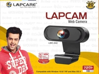 Lapcare LAPCARE LAPCAM LWC-042 HD 720 P, Noise Isolated Microphone with Computer HD stremaing Web cam for Desktop & Laptop with mic with Wide Angle Lens & Large Sensor for Superior Low Light, Optical (Black)
