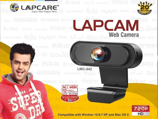 Lapcare LAPCARE LAPCAM LWC-042 HD 720 P, Noise Isolated Microphone with Computer HD stremaing Web cam for Desktop & Laptop with mic with Wide Angle Lens & Large Sensor for Superior Low Light, Optical (Black)