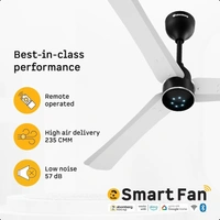ATOMBERG Atomberg Renesa Halo Smart Celling Fan 1200mm BLDC Ceiling Fan With IoT & Remote | 5 star | High Air Delivery | Low Noise Operation | LED Speed Indicator | Sleek Design | 2+1  Year Warranty | (SeaSand Ivory & Black) - GL White & Black
