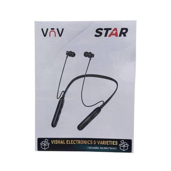VEV Star ML-100 Wireless Neck Band Magnetic Stereo Earbunds | Upto 32 Hrs Play Time | With Type-C Charging (BLACK)