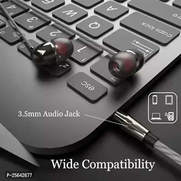 Realme Narzo Wired in-Ear Headphones Stereo Deep Bass Head Hands-Free Headset Earbud with Built in-line Mic (Black)