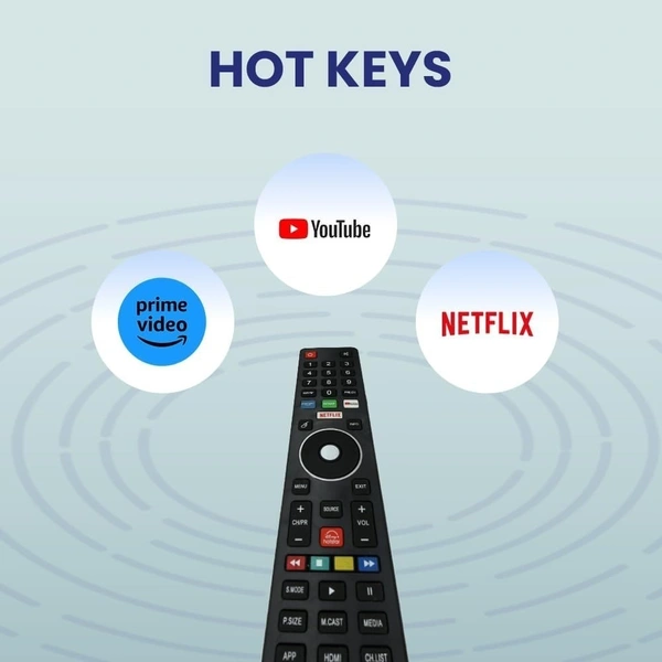 VEV Remote LED 539 Universal Remote Control For Sainyo Chinese LED Remote Non-Branded Smart TVs Remote With PrimeVideo, YouTube, Netflix Function (BLACK)