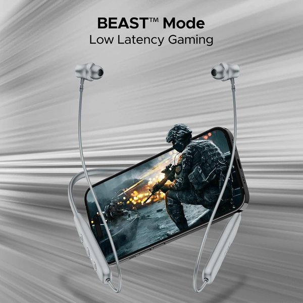 boAt Rockerz 111 Up to 40 Hours Playtime, Dual Device Pairing, ENx Tech, Beast Mode, ASAP Charging, BTv5.3, IPX5, Type-C Interface & Magnetic in Ear Buds Bluetooth Wireless Neckband (Ash Grey) - Gray