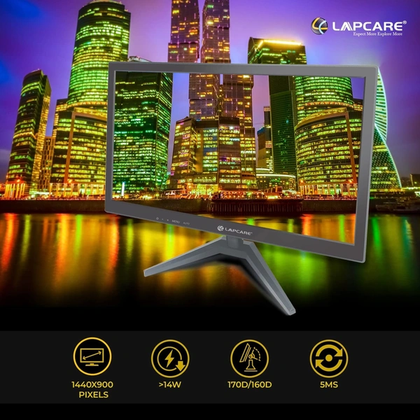 Lapcare LAPEYE LM195WDH 19"(48.26CM) LED Display 16:10 1440x900 Pixel Ratio, Tilt Stand, Vesa Mount, HDMI + VGA Port (Black)