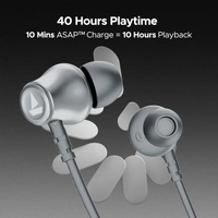 boAt Rockerz 111 Up to 40 Hours Playtime, Dual Device Pairing, ENx Tech, Beast Mode, ASAP Charging, BTv5.3, IPX5, Type-C Interface & Magnetic in Ear Buds Bluetooth Wireless Neckband (Ash Grey) - Gray