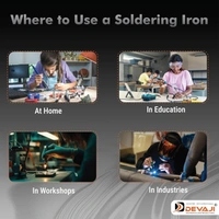 DEVAJI 25W Soldering Iron with Copper Bit & ABS Handle | 3 Core Cable | Fast Heating | Overheat Protection | for Home, Education, Workshop, and Industrial Use (YELLOW)