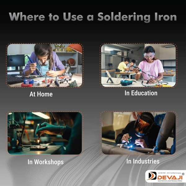 DEVAJI 25W Soldering Iron with Copper Bit & ABS Handle | 3 Core Cable | Fast Heating | Overheat Protection | for Home, Education, Workshop, and Industrial Use (YELLOW)