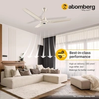 Atomberg atomberg Ikano 1200mm BLDC Ceiling Fan with Remote Control | BEE 5 star Rated Energy Efficient Ceiling Fan | High Air Delivery with LED Indicators | 2+1 Year Warranty (Gloss Black) - Gloss Ivory