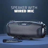 Artis BT36 Wireless Bluetooth Speaker with USB, FM, TF Card, AUX in, Wired Mic with Shoulder Strap (Black)