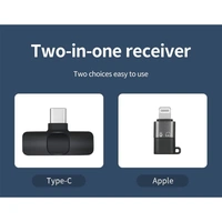 VEV K8 2 in 1 Wireless Microphone, Digital Mini Portable Recording Clip Mic with Receiver for All Type-C Lightning Mobile Phones Camera Laptop for Vlogging YouTube Online Class, Zoom Call (Black)