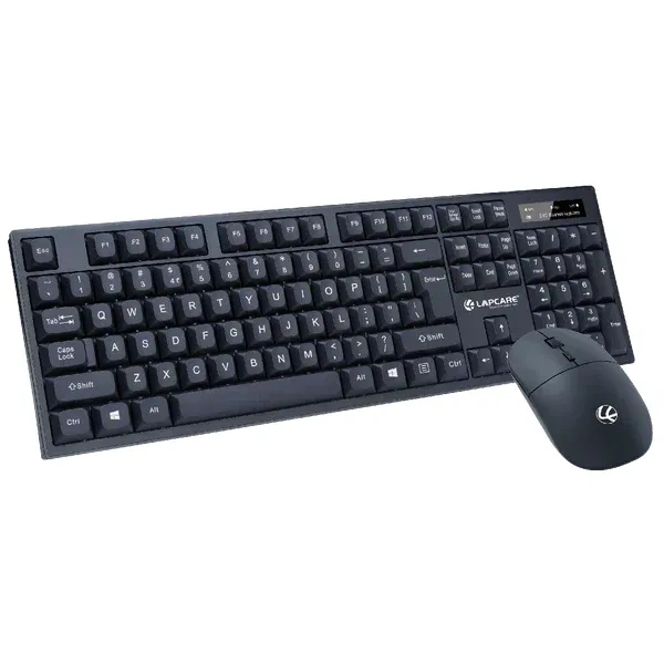 LAPCARE Lapcare (WL-102) 2.4GHz Wireless Keyboard & Mouse Combo | USB Nano Receiver | Adjustable 1600 DPI | 2.4G Wireless Tech | Premium Black Finish Rupee Key | Silent Typing | Power Saving Mode | Battery Included | Windows 7/8/10/11 Compatible (BLACK)