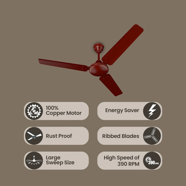 Royal 1200MM High Speed Ceiling Fan (Brown)