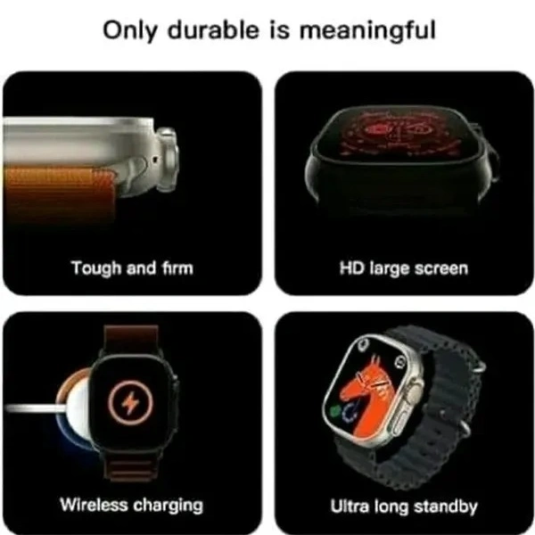 ULTRA T10 Ultra Smartwatch 2.09" inch Big Infinite Display Sleek Design Metal Body with 53mm Real Screws Calling Wireless Charging with Activity Tracker Compatible with All 3G/4G/5G Android (Black) - Black