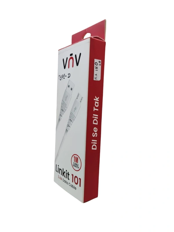 VNV Linkit 101 (3.4) Data Cable Type-D 1M Cable Length (White) - White