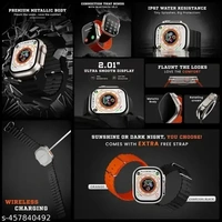 ULTRA T10 Ultra Smartwatch 2.09" inch Big Infinite Display Sleek Design Metal Body with 53mm Real Screws Calling Wireless Charging with Activity Tracker Compatible with All 3G/4G/5G Android (Black) - Black