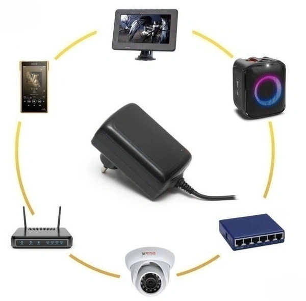 KRISHNA Krishna High-Quality 5V-1Amp 2 in 1 Pin AC/DC Adapter Power Supply | For Wi-Fi Router | Set Up Box Tablet | Cctv Camera | Switch Mode Power Supply Adapter (BLACK) - 5V-1Amp