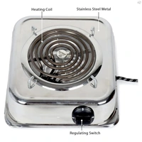 KINGSTON Kingston 2000W | Single Burner Electric G-Coil Hot Plate Portable Stainless Steel Cooking Stove Electric Cooking Heater (SILVER)