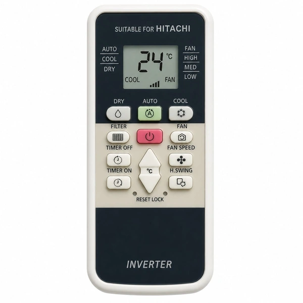 VEV Hitachi Split AC Remote Control Compatible For Hitachi AC (WHITE)