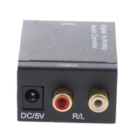 VEV Digital Coaxial Toslink to (L/R) Audio Converter with Fiber Cable - Black
