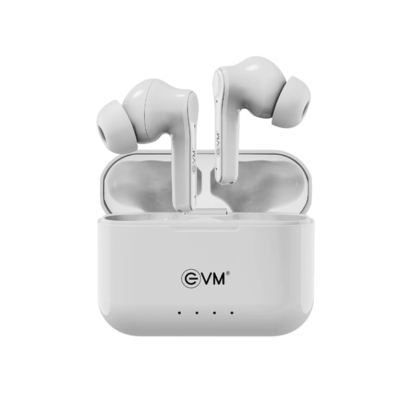 EVM EnZest Neo True Wireless Earbuds - 500mah Case Battery - 25Hrs Playtime - Voice & Touch Assistant (EVM-TWS-K12-White) - White