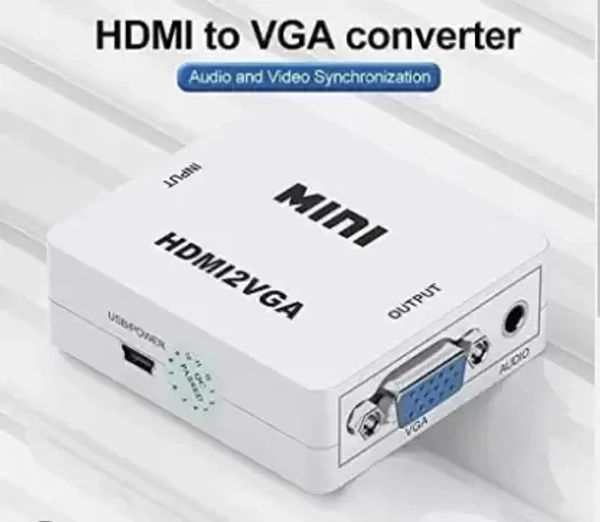 VEV Mini HDMI2VGA HD Video Converter Full HD 1080p (White)