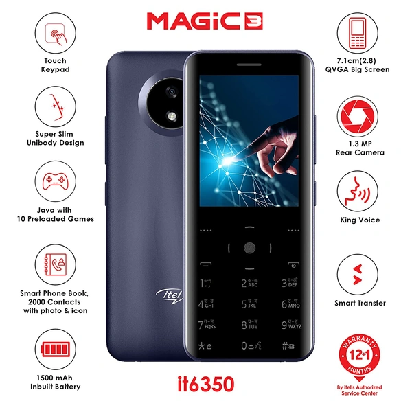 itel MAGIC 3 Wi-Fi Bluetooth, USB, Smart Touch Keypad (Black)