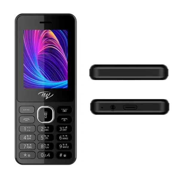Itel itel it5262 | 2.4 inch Big Display with Premium Glass Like Back Design, 2000 mAh Battery, Auto Call Recording and Type C Charger (Black) - Black