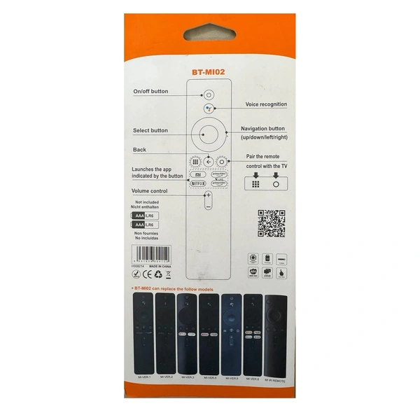 VEV mi / Xiaomi BT-MI02 LCD/LED Remote, Compatible/Replacement for MI XIAOMI Universal LCD/LED TV (with Voice) Remote Control (Black)