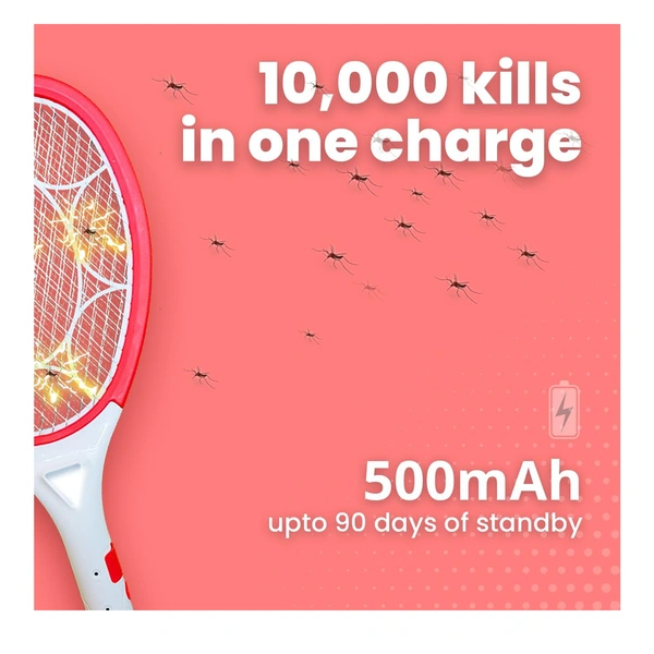 NIPPO GUARD Rechargeable Mosquito Bat | Instantly Kills Mosquitos & Other Small Flying Insects (Red)