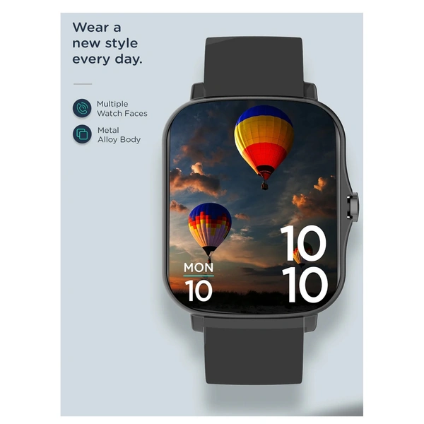 Pebble PRISM ULTRA 1.69" HD Display, Bluetooth Calling, Blood Oxygen level, Heart Rate monitoring, calories burn , step pedometer, multiple sports modes (Black)