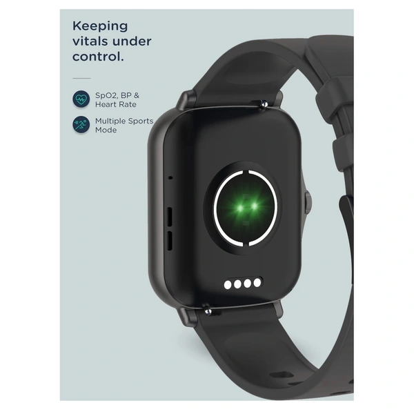 Pebble PRISM ULTRA 1.69" HD Display, Bluetooth Calling, Blood Oxygen level, Heart Rate monitoring, calories burn , step pedometer, multiple sports modes (Black)