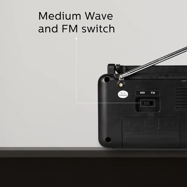 Philips Tiger Audio RL191/94 with MW/FM Bands 180mW RMS Sound output Radio with Battery And External 3V DC (Black)
