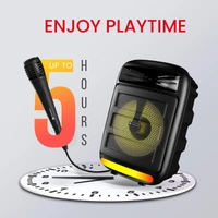 Portronics Melomix 20W Portable Bluetooth Speaker with Karaoke Mic, 5 Hour Playtime, TWS Connectivity, 6 RGB Light Modes, Built in FM, BT 5.3V, USB Drive, Aux & MicroSD Card, Type C Charging (Black)