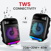 Portronics Melomix 20W Portable Bluetooth Speaker with Karaoke Mic, 5 Hour Playtime, TWS Connectivity, 6 RGB Light Modes, Built in FM, BT 5.3V, USB Drive, Aux & MicroSD Card, Type C Charging (Black)