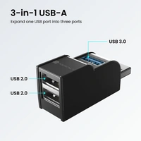 Portronics Mport 3A USB Hub (3-in-1), Multiport Adapter with USB 3.0 & 2-Port USB 2.0, Upto 5 Gbps High Data Transfer Speed for PC, Laptop & Mac (Black)