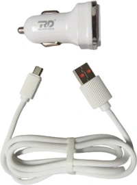 RD 3A Max Output Dual USB Car Charger With Micro USB | Adapter Compatible with Most Cars & Cellular Phones (WHITE)