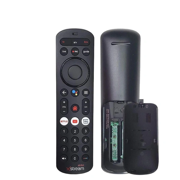 VEV Airtel Xstream Voice Assistant Remote Compatible For Airtel Xstream Set-Top Box Remote Control With Netflix Function (Black)