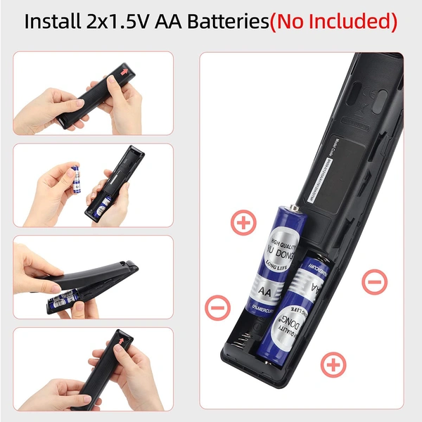 VEV Samsung Remote Compatible for Samsung Smart TV Remote All Samsung LED QLED LCD UHD SUHD HDTV 4K 8K 3D Crystal HDR Curved Frame Smart TV, with Netflix, Prime Video, WWW Button(Black)