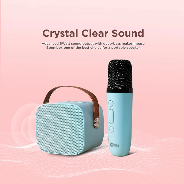 Inbase Boombox Portable Wireless Bluetooth Speaker with Wireless Karaoke Mic, 3 Voice Modes, 5 Hours Playtime; Ideal for Music, Making Announcements, Teaching in classrooms or Practice Singing (Blue)